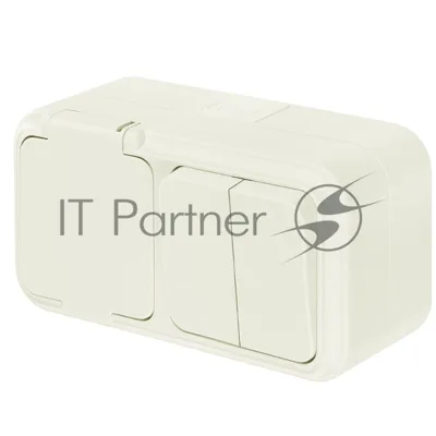 Блок (2 выкл. + роз с земл.) Bylectrica ОУ IP54 серия ПРАЛЕСКА АКВА, (2В-РЦ-659 бежевый)