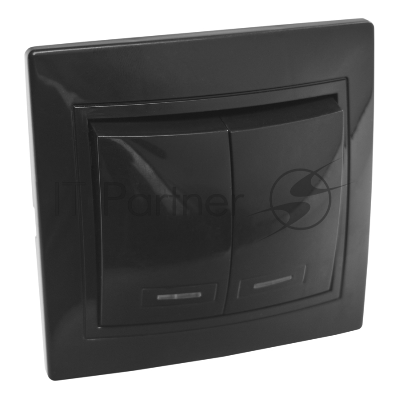 Выключатель 2 кл. с подсветкой скрытой установки 10А 250В IP20, черный (керамика) "Дельта" General