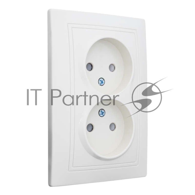 Розетка 2П двойная с защ. шт. скрытой установки 16А 250В IP20,слоновая кость (керамика) "Дельта" General