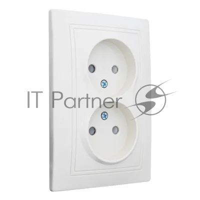 Розетка 2П двойная с защ. шт. скрытой установки 16А 250В IP20,слоновая кость (керамика) "Дельта" General