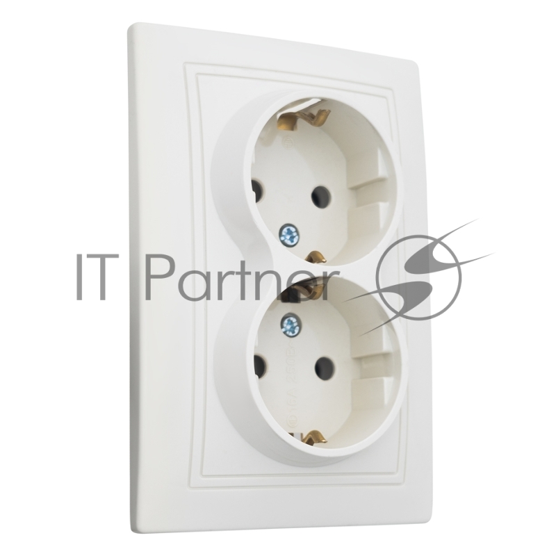 Розетка 2П+З двойная скрытой установки 16А 250В IP20,слоновая кость (керамика) "Дельта" General