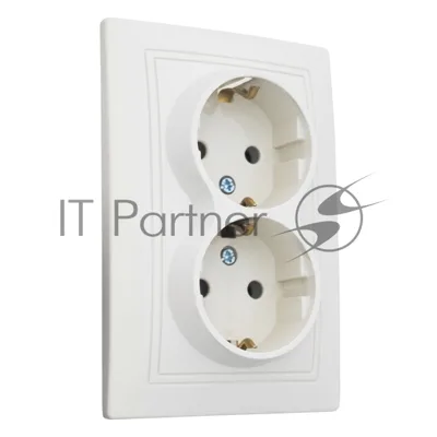 Розетка 2П+З двойная скрытой установки 16А 250В IP20,слоновая кость (керамика) "Дельта" General
