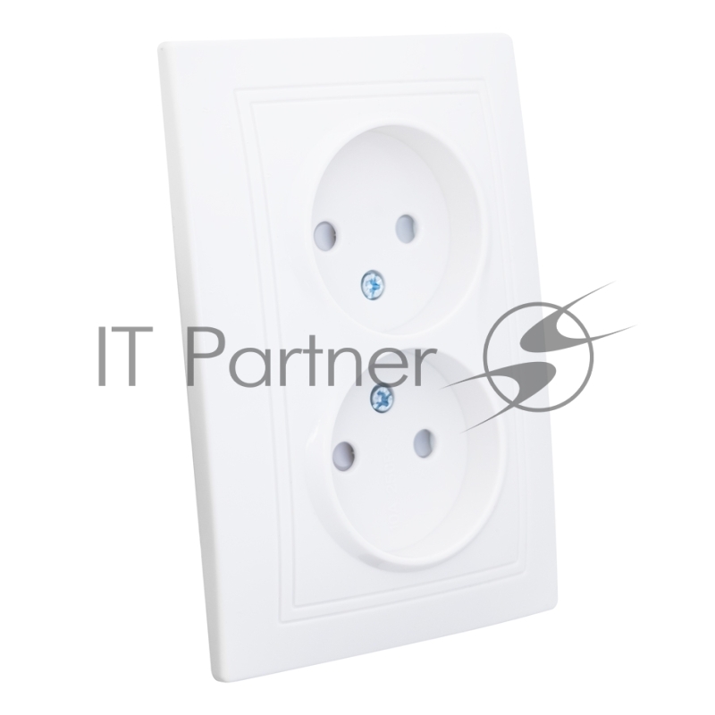 Розетка 2П двойная с защ. шт. скрытой установки 16А 250В IP20, белая (керамика) "Дельта" General