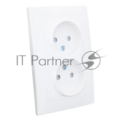 Розетка 2П двойная с защ. шт. скрытой установки 16А 250В IP20, белая (керамика) "Дельта" General