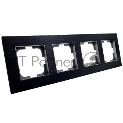 Ovivo Рамка 4-местн. ПРАЙМ ЭЛЕМЕНТС АЛЮМИНИЙ (PRIME ELEMENTS ALUMINIUM) черный/серебро, 403-500020-228