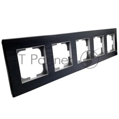 Ovivo Рамка 5-местн. ПРАЙМ ЭЛЕМЕНТС АЛЮМИНИЙ (PRIME ELEMENTS ALUMINIUM) черный/серебро, 403-500020-250