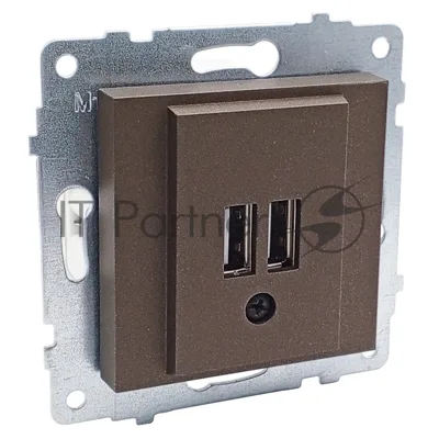 Ovivo Механизм розетки USB 5V-2A (2 порта), мокка, 600-000319-247