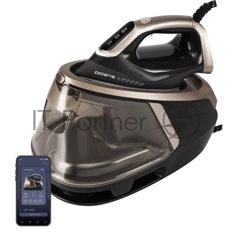 Парогенератор Polaris PSS 8010K X-Steam PRO черный/золотистый, 3000 Вт, 200 г/мин, 800 г/мин, 2000 мл