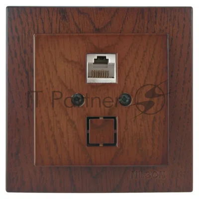 Nilson Роз. компьютерная 1-местн. СУ, (RJ45 CAT5), ТУРАН ДЕРЕВО (TOURAN WOOD), орех (24271044)