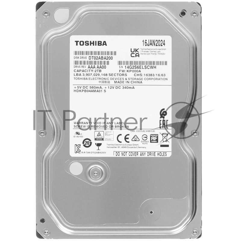 Жесткий диск HDD Toshiba DT02 2Tb 5400rpm SATA-III 128Mb 3.5"