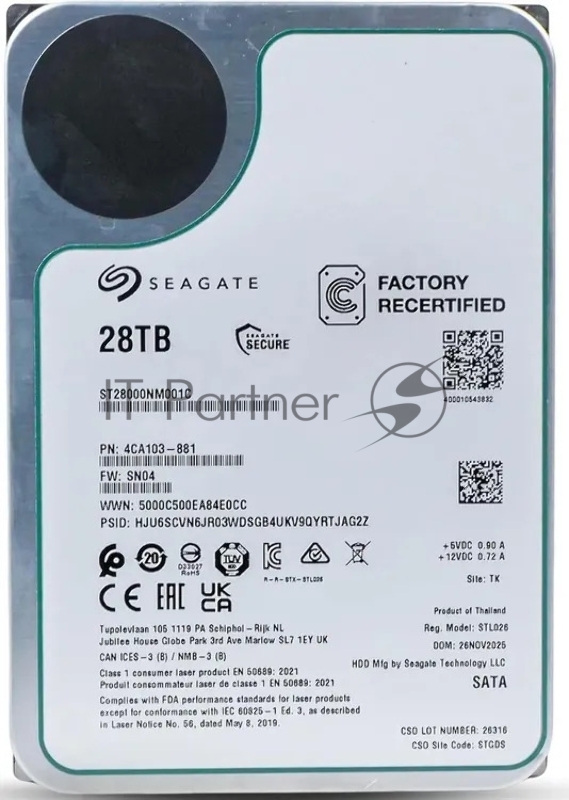 Жесткий диск HDD Seagate Exos 28Tb 7200rpm SATA 512Mb 3.5"