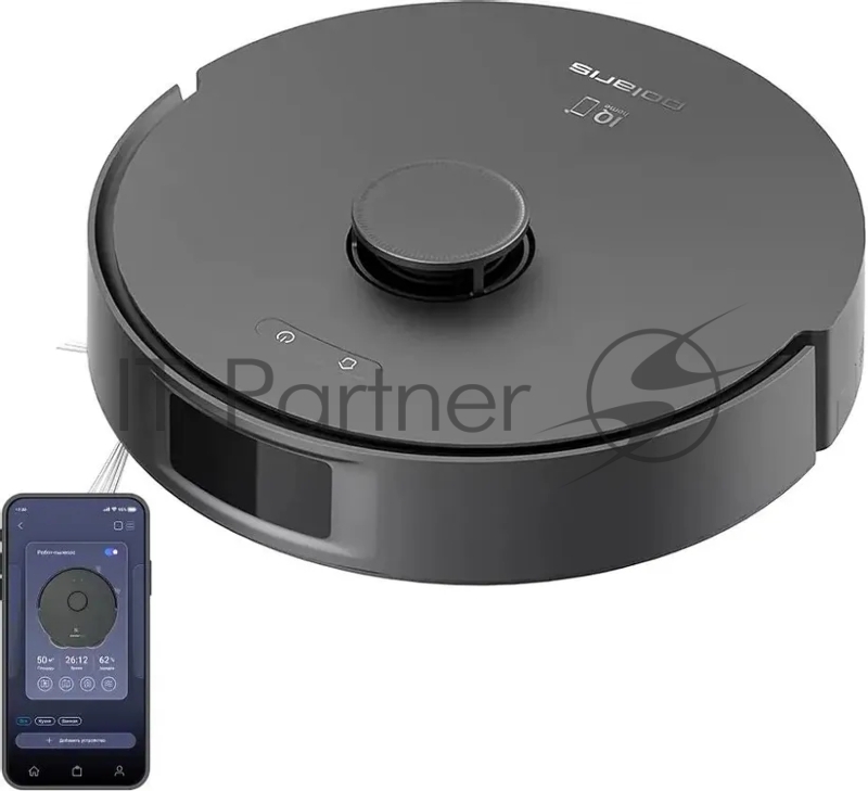 Робот-пылесос Polaris IQ Home PVCR 4750 черный, 5000 мAч Li-ion, уборка сухая/влажная, пылесборник контейнер 0,22 л
