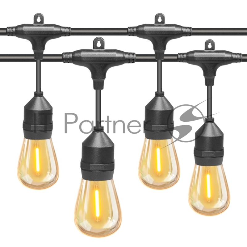 Гирлянда "Белт-лайт" Gen-Beltlight-W-20M-50E27-IP65 Black (Шаг 40см/8A/2*0,5mm2+1,5m шнур)
