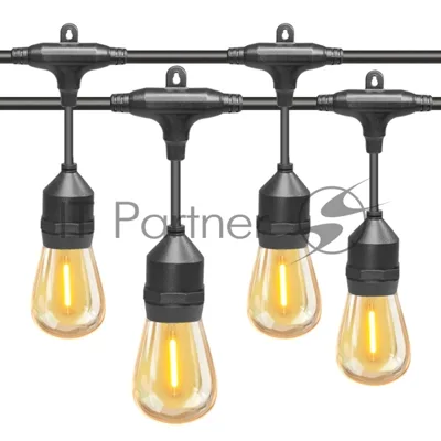 Гирлянда "Белт-лайт" Gen-Beltlight-W-20M-50E27-IP65 Black (Шаг 40см/8A/2*0,5mm2+1,5m шнур)