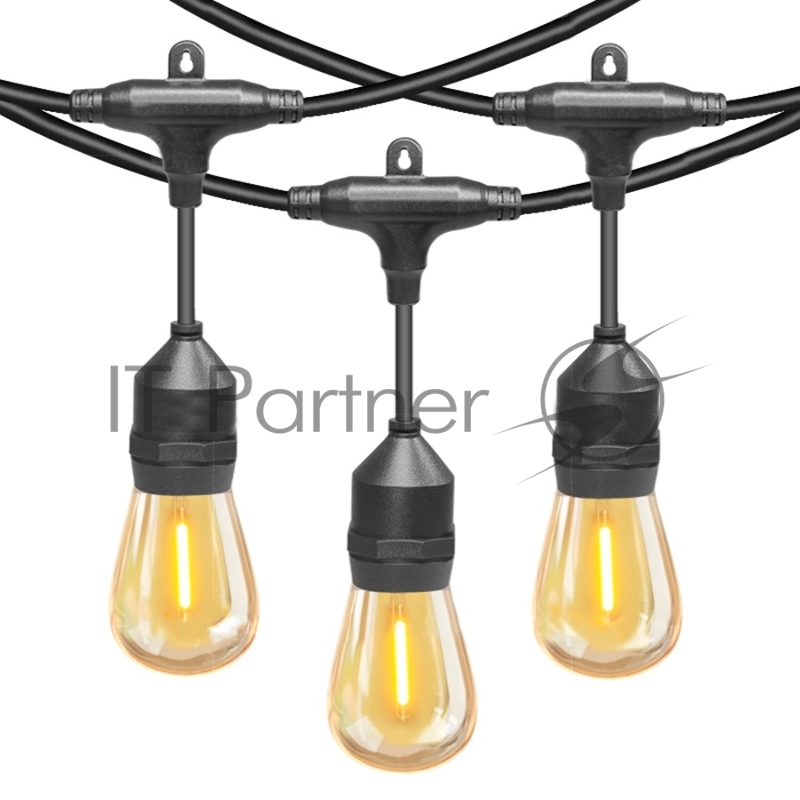 Гирлянда "Белт-лайт" Gen-Beltlight-W-10M-20E27-IP65 Black (Шаг 50см/8A/2*0,5mm2+3m шнур)
