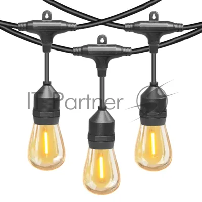 Гирлянда "Белт-лайт" Gen-Beltlight-W-10M-20E27-IP65 Black (Шаг 50см/8A/2*0,5mm2+3m шнур)