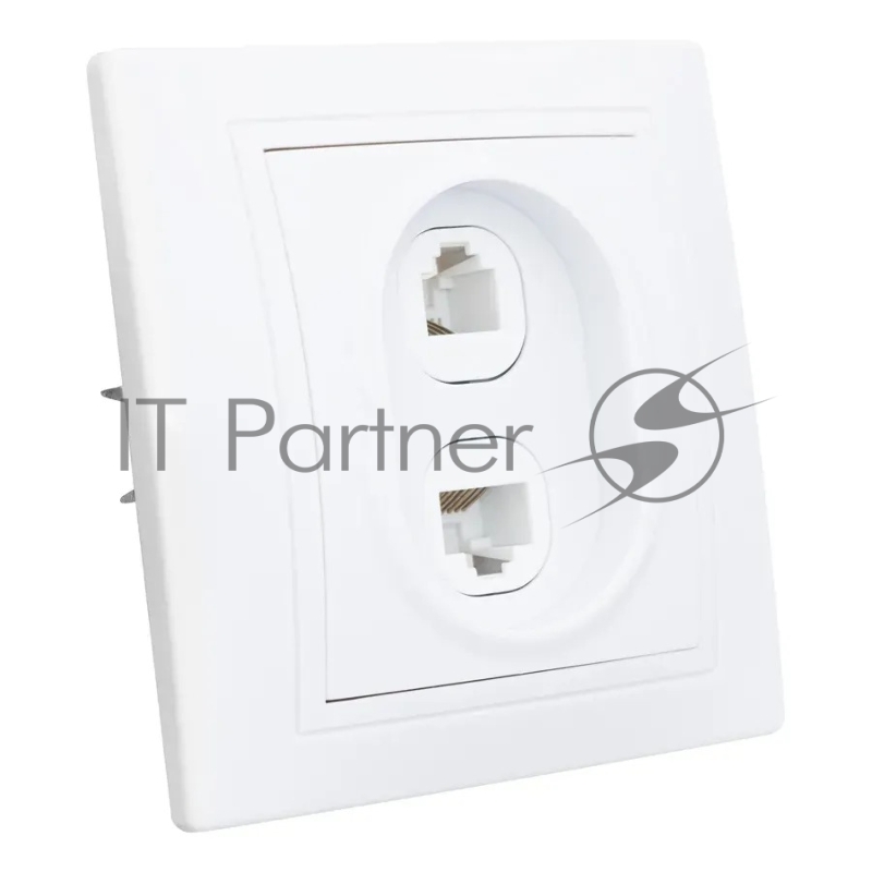 Розетка телефонная RJ11 + компьютерная RJ45 скрытой установки IP20, белая "Дельта" General