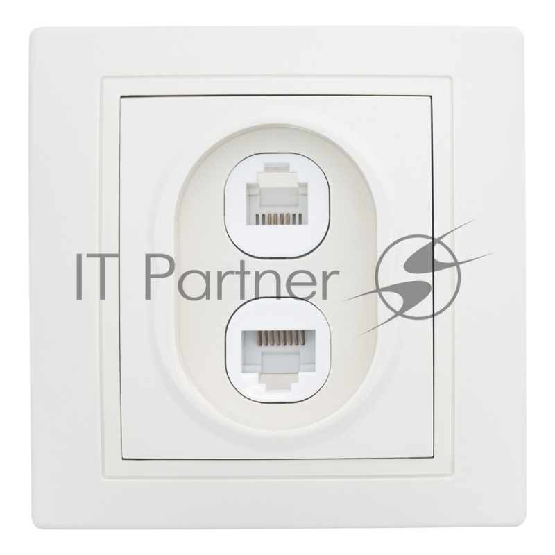 Розетка телефонная RJ11 + компьютерная RJ45 скрытой установки IP20,слоновая кость "Дельта" General