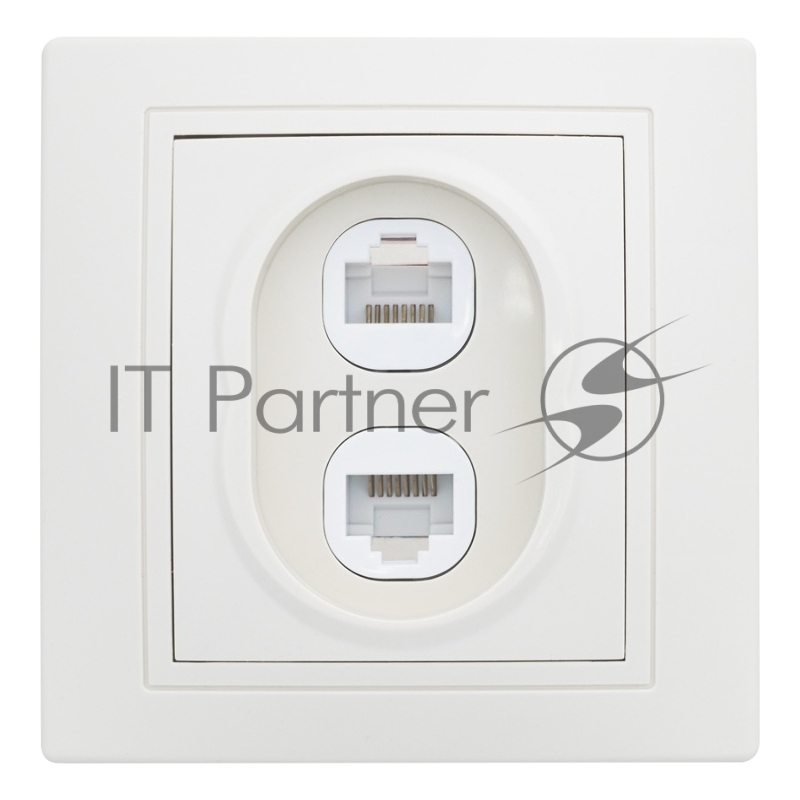 Розетка двойная компьютерная RJ45 скрытой установки IP20,слоновая кость "Дельта" General
