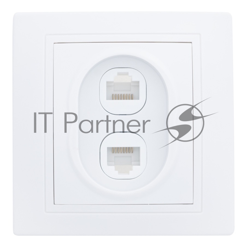 Розетка двойная компьютерная RJ45 скрытой установки IP20, белая "Дельта" General