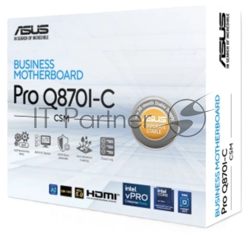 Материнская плата ASUS Pro Q870I-C-CSM, LGA 1851, Intel Q870, 2xDDR5 SO-DIMM, 2xSATA, 1xM.2, 1xPCIe 5.0 x16, DisplayPort, HDMI, 1x1Gb LAN, 3x3.5 мм, 7.1, Mini-ITX
