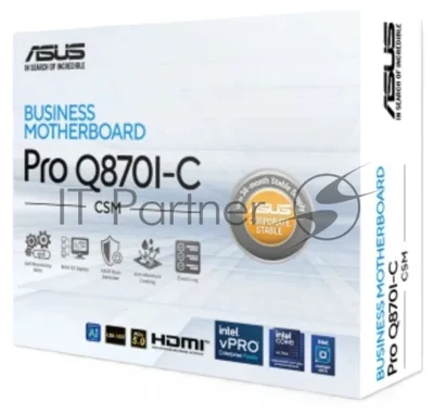 Материнская плата ASUS Pro Q870I-C-CSM, LGA 1851, Intel Q870, 2xDDR5 SO-DIMM, 2xSATA, 1xM.2, 1xPCIe 5.0 x16, DisplayPort, HDMI, 1x1Gb LAN, 3x3.5 мм, 7.1, Mini-ITX