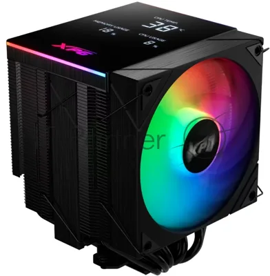 Кулер для процессора ADATA XPG MAESTRO PLUS 62DA черный, 2x120 мм, алюминий/медь, 800-1800 об/мин, 22 дБ, 4 pin PWM, ARGB, 250 Вт, высота 160 мм, ЖК-дисплей
