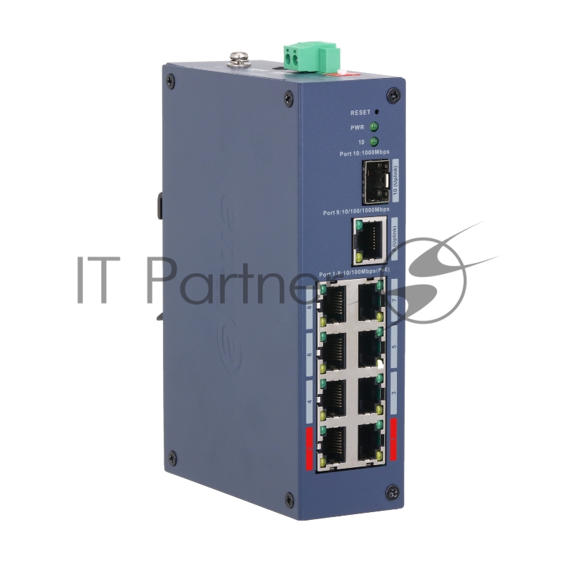 Коммутатор Dahua DH-CHS4110-8ET-110, 8×100 Мбит/с PoE + 1×1 Гбит/с + 1×Combo + 1×1 Гбит/с SFP, управляемый