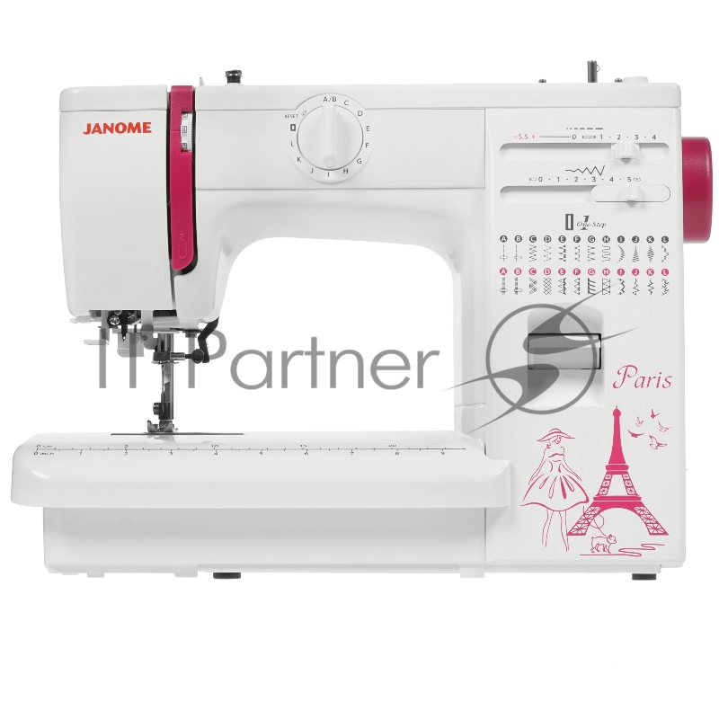 Швейная машина Janome Q-23P белый/рисунок, электромеханическая, вертикальный качающийся, 24 операции, автоматическая петля