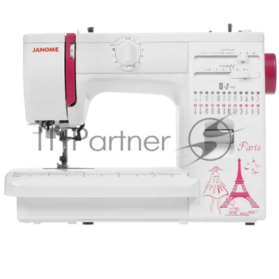 Швейная машина Janome Q-23P белый/рисунок, электромеханическая, вертикальный качающийся, 24 операции, автоматическая петля