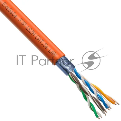 Кабель ExeGate FUTP4-C5e-CCA-S24-IN-LSZH-OR-305 FTP 4 пары кат.5e CCA, 0.51мм (24AWG), экран, 305м, оранжевый, LSZH