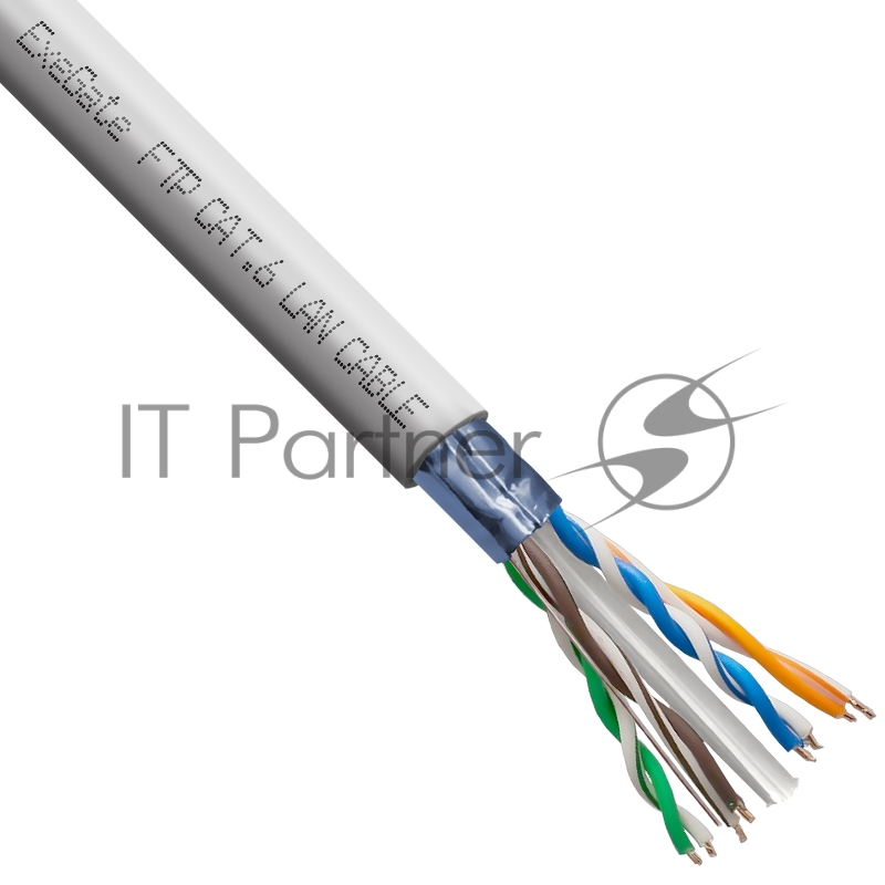 Кабель ExeGate FUTP4-C6-CCA-S23-IN-PVC-GY-305 FTP 4 пары кат.6 CCA, 0.57мм (23AWG), экран, 305м, серый, PVC