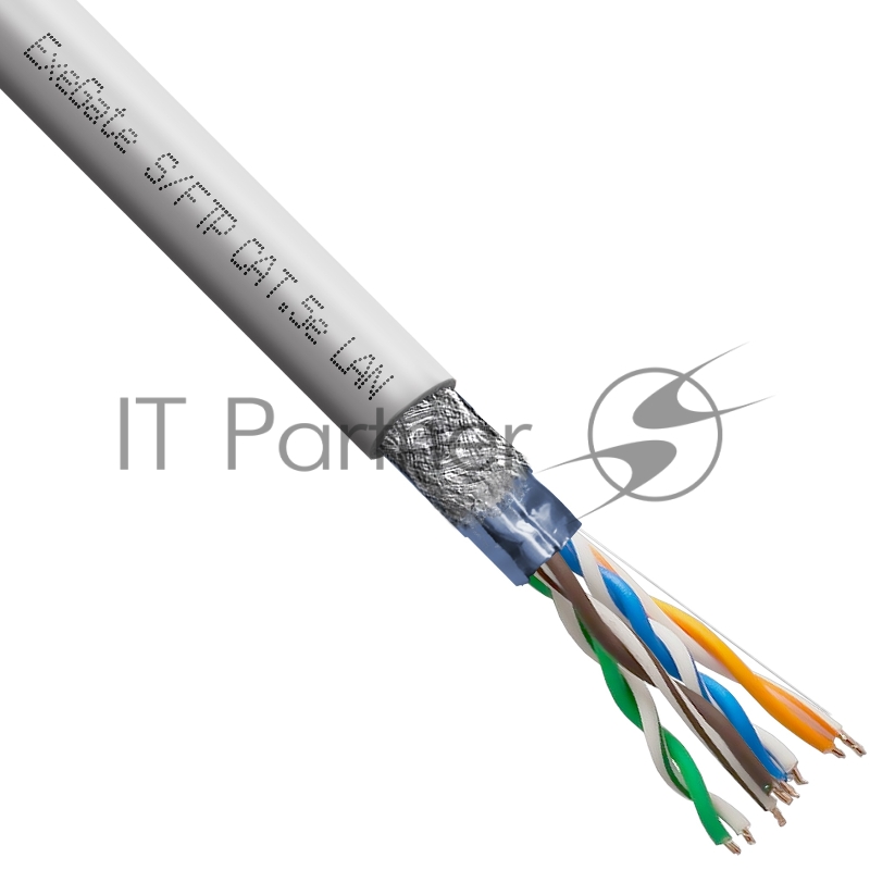 Кабель ExeGate SFTP4-C5e-CCA-S24-IN-PVC-GY-305 SFTP 4 пары кат.5e CCA, 0.5мм (24AWG), экран, 305м, серый, PVC