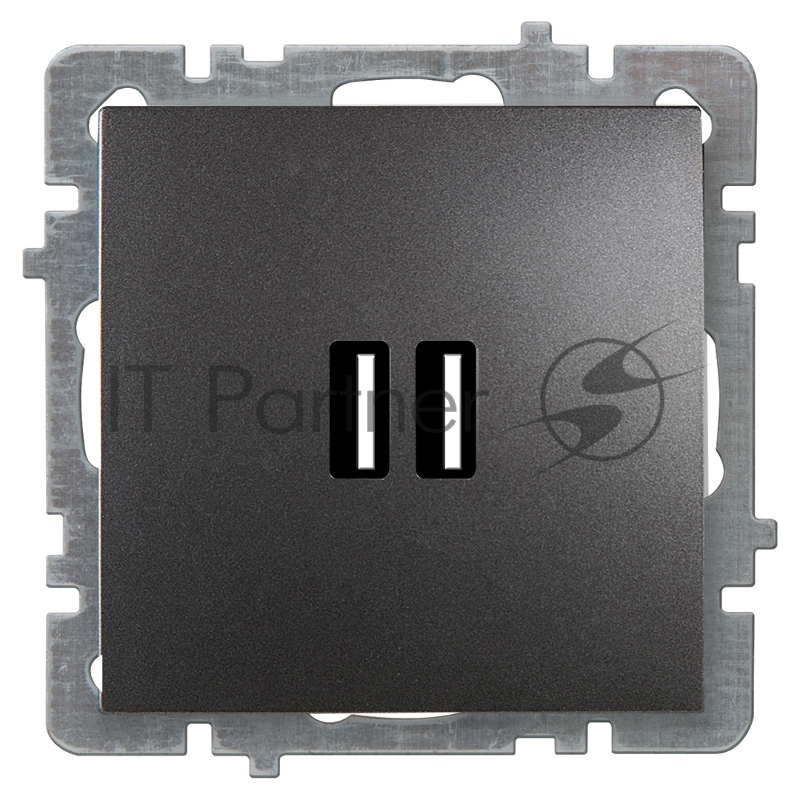 Nilson Механизм розетки USB (зарядка 2,1А, 2 порта), ТУРАН-АЛЕГРА-ТОР, metallic, антрацит (24160481)