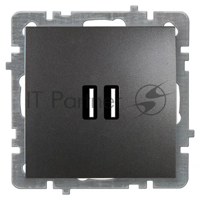 Nilson Механизм розетки USB (зарядка 2,1А, 2 порта), ТУРАН-АЛЕГРА-ТОР, metallic, антрацит (24160481)