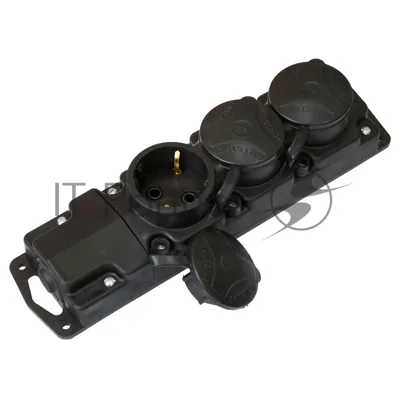 Розетка Bylectrica Роз. 3-местн. каучук с земл. 16А 250В IP44 (Р16-381)
