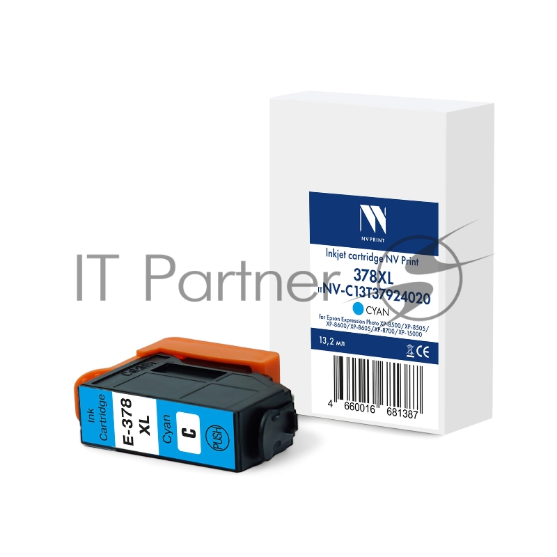Струйный картридж NVPrint 378XL (NV-C13T37924020) Cyan для Epson EP XP-8500/XP-8505/XP-8600/XP‑8605/XP-8700/XP-15000 (13.2 мл) совместимый