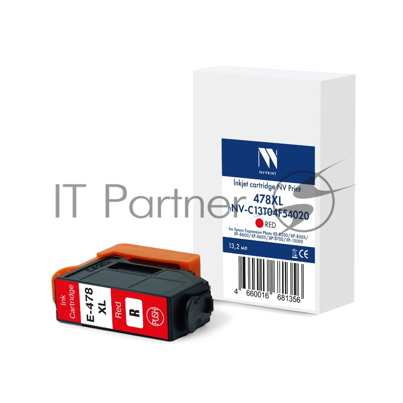 Струйный картридж NVPrint 478XL (NV-C13T04F54020) Red для Epson EP XP-8500/XP-8505/XP-8600/XP‑8605/XP-8700/XP-15000 (13.2 мл) совместимый