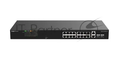 Коммутатор Ruijie Reyee RG-ES118FGS-LP, 16×100 Мбит/с PoE + 2×1 Гбит/с Комбо (RJ45/SFP), неуправляемый