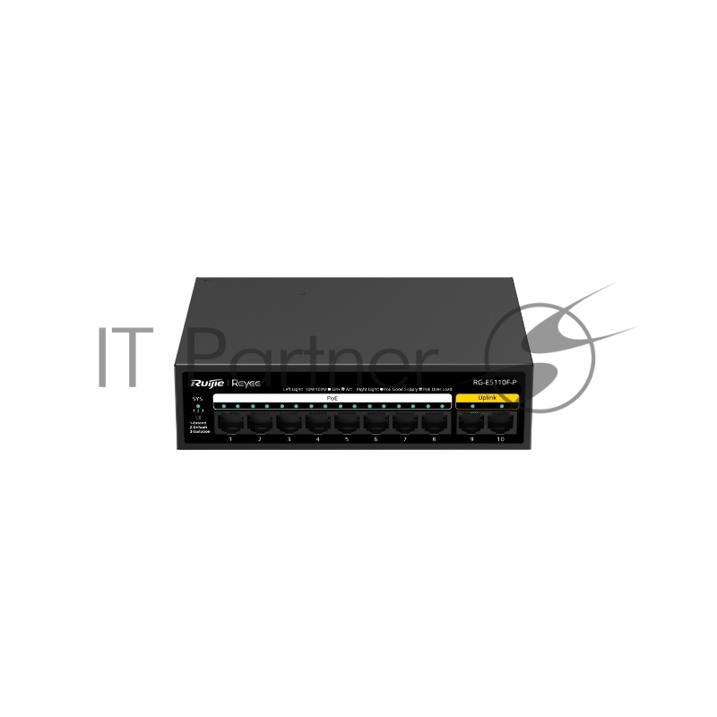 Коммутатор Ruijie Reyee RG-ES110F-P, 8×100 Мбит/с PoE + 2×100 Мбит/с, неуправляемый