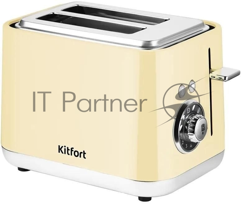 Тостер Kitfort КТ-6558 бежевый/стальной, 815 Вт, 2 слота