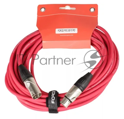 Микрофонный кабель FORCE FMC-05/10 RD XLR (F)- XLR(M), разъемы с никелевым корпусом и посеребренными контактами, 10 м, цвет красный