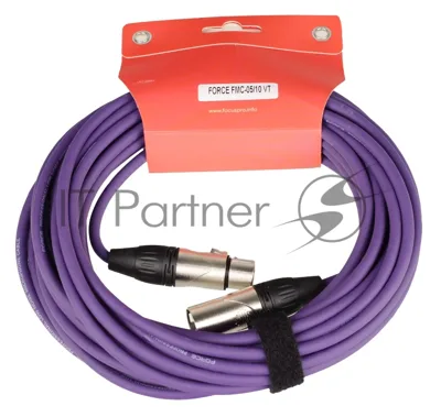 Микрофонный кабель FORCE FMC-05/10 VT XLR (F)- XLR(M), разъемы с никелевым корпусом и посеребренными контактами, 10 м, цвет фиолетовый