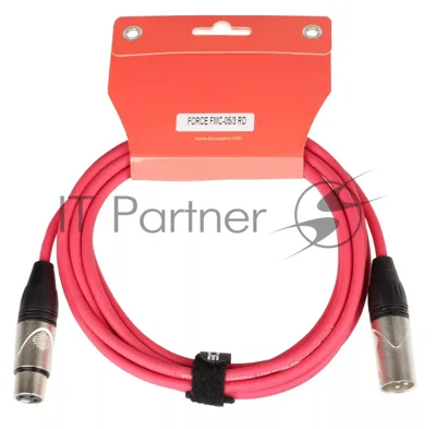 Микрофонный кабель FORCE FMC-05/3 RD XLR (F) -XLR (M), разъемы с никелевым корпусом и посеребренными контактами, 3 м, цвет красный