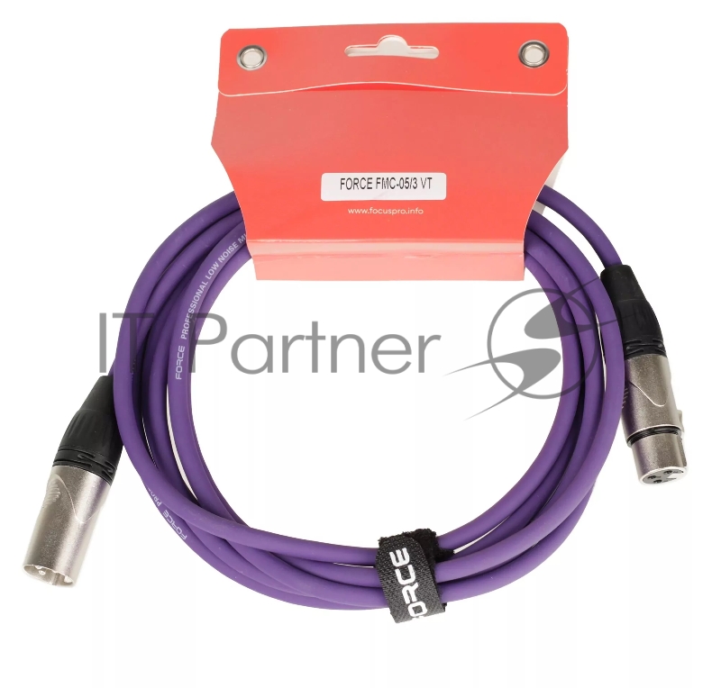 Микрофонный кабель FORCE FMC-05/3 VT XLR (F) -XLR (M), разъемы с никелевым корпусом и посеребренными контактами, 3 м, цвет фиолетовый