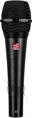 Микрофон динамический sE Electronics V7 BLACK 40 Гц - 19 кГц, суперкардиоида, в комплекте: микрофонный зажим, адаптер с резьбой, чёрная ветрозащита, транспортировочный чехол на молнии. Цвет черный.