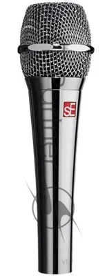 Микрофон динамический sE Electronics V7 CHROME 40 Гц - 19 кГц, суперкардиоида, в комплекте: микрофонный зажим, адаптер с резьбой, чёрная ветрозащита, транспортировочный чехол на молнии. Цвет хром.