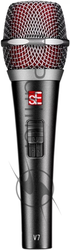 Микрофон динамический sE Electronics V7 SWITCH 40 Гц - 19 кГц, суперкардиоида, выключатель, в комплекте: микрофонный зажим, адаптер с резьбой, чёрная ветрозащита, транспортировочный чехол на молнии. Цвет серый.