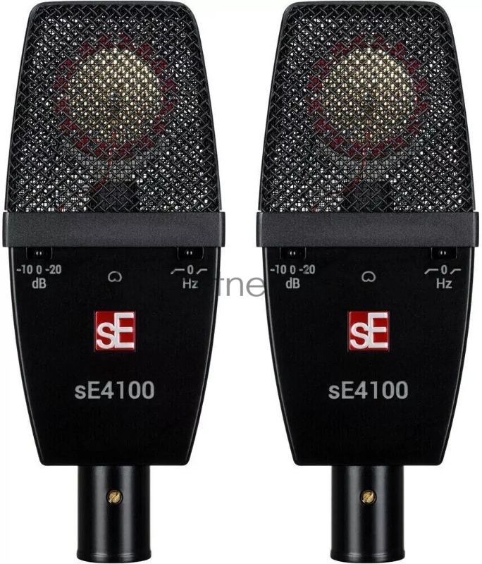 Микрофон конденсаторный sE Electronics SE 4100 Pair подобранная пара универсальных студийных конденсаторных микрофонов с большой диафрагмой 1", 20 Гц - 20 кГц, кардиоида, комплектация: два держателя "паук", два резьбовых адаптера, планка для крепления