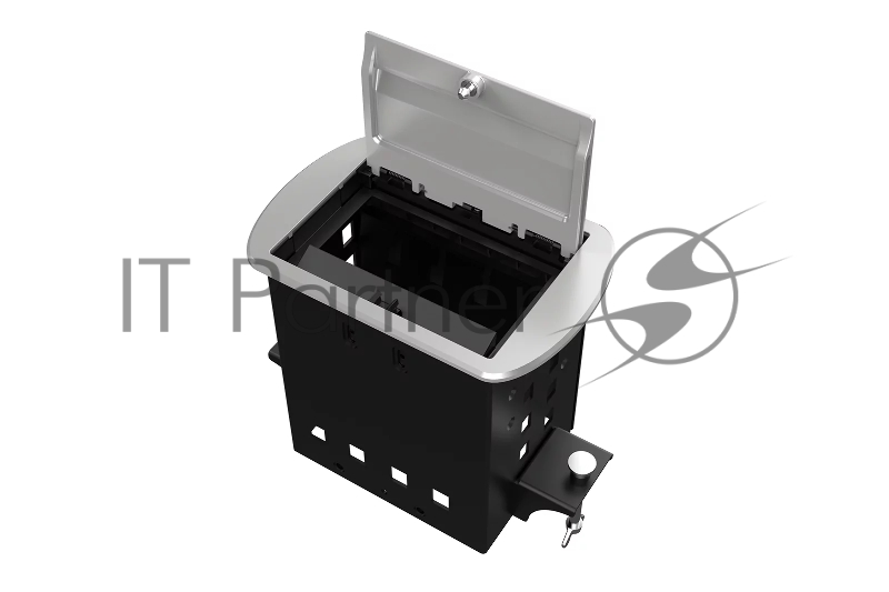 Прямоугольный металлический корпус Wize Pro WRTS-M-4CBOX-S серия M, для модульной системы врезного лючка в стол с убирающейся крышкой для установки до 4 модулей-вставок серии М, серебристый
